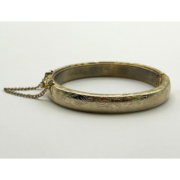 Sunflower Leaves Gold Tone Hinged Bracelet 6 3/4" - Picture 10 of 10